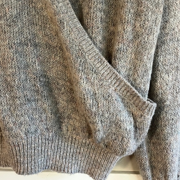 Free People Karina Slouchy Faux Wrap Knit V Neck Tan Multicolored Sweater, L - Picture 4 of 9